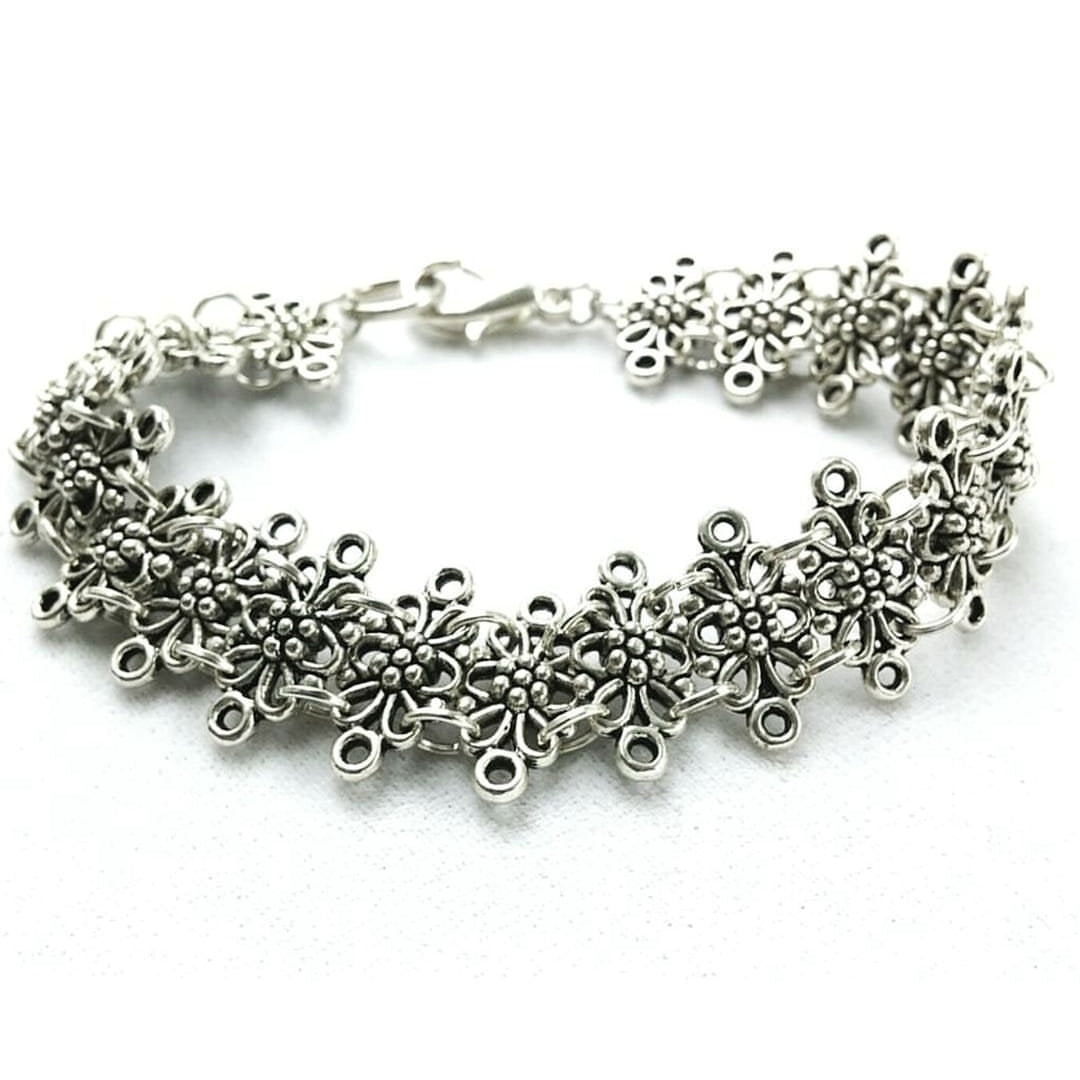 Silver Medieval Statement Bracelet Ren Faire Jewelry Gift