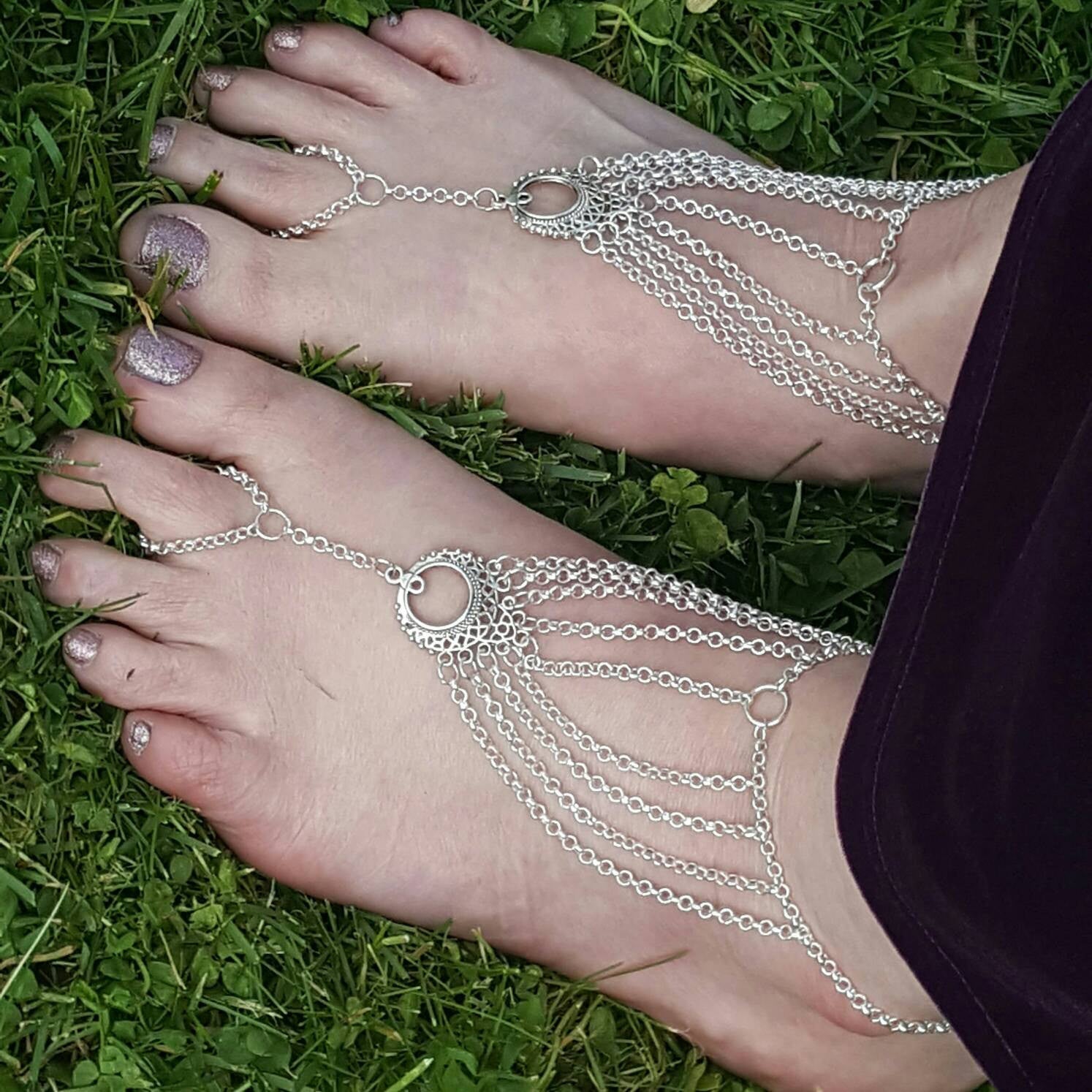 Barefoot Sandals Foot Slave Jewelry Slave Anklet Bohemian Jewelry - DRAVYNMOOR