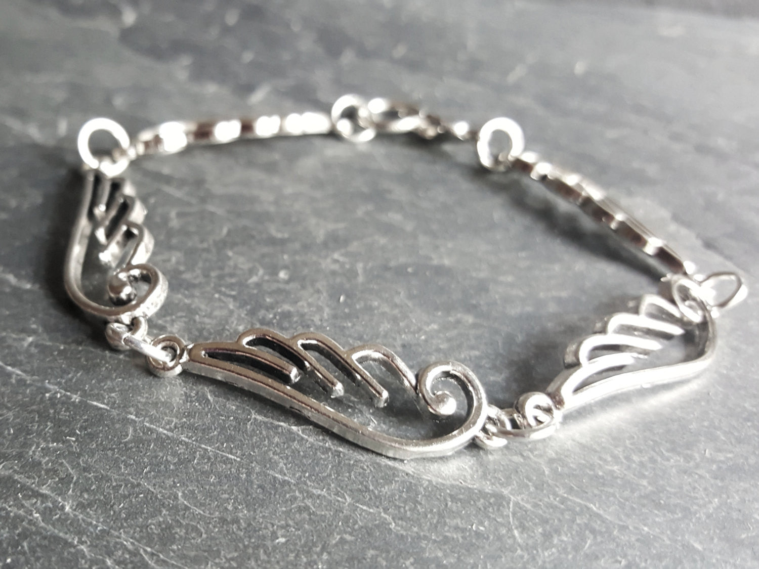 Silver Angel Wing Bracelet Spiritual Jewelry - DRAVYNMOOR