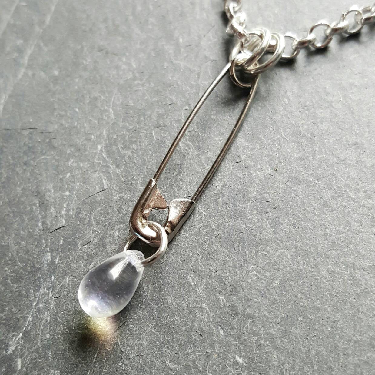 Safety Pin Teardrop Necklace Safety Pin Jewelry You Are Safe With Me Movement - DRAVYNMOOR
