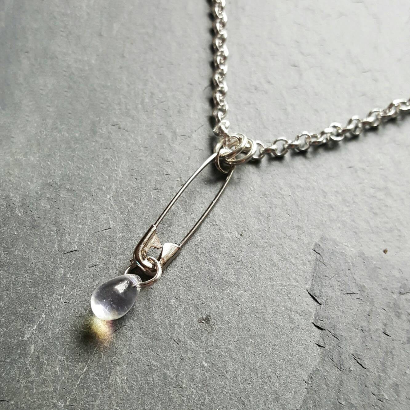 Safety Pin Teardrop Necklace Safety Pin Jewelry You Are Safe With Me Movement - DRAVYNMOOR