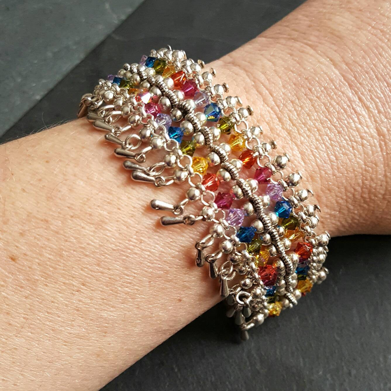 Rainbow Crystal Bracelet LGBTQ Pride Jewelry Fantasy Jewelry - DRAVYNMOOR