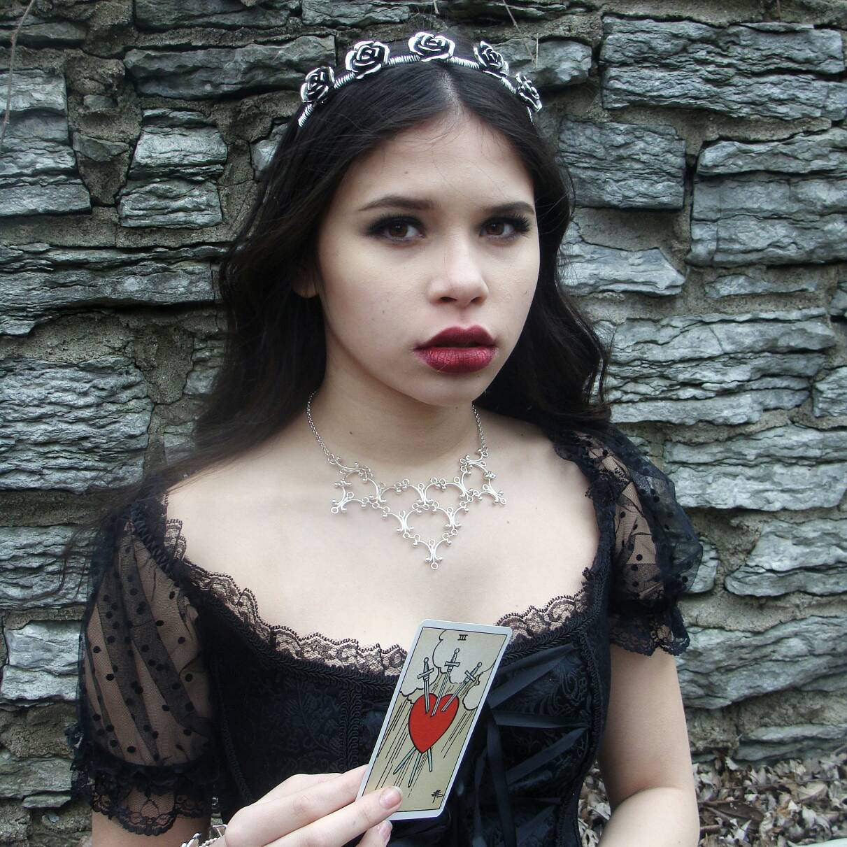 Silver Gothic Necklace - Neo Victorian Goth Jewelry - Ren Faire -  Handfasting - Queen Costume - Gothic Lolita - Handmade Statement Necklace