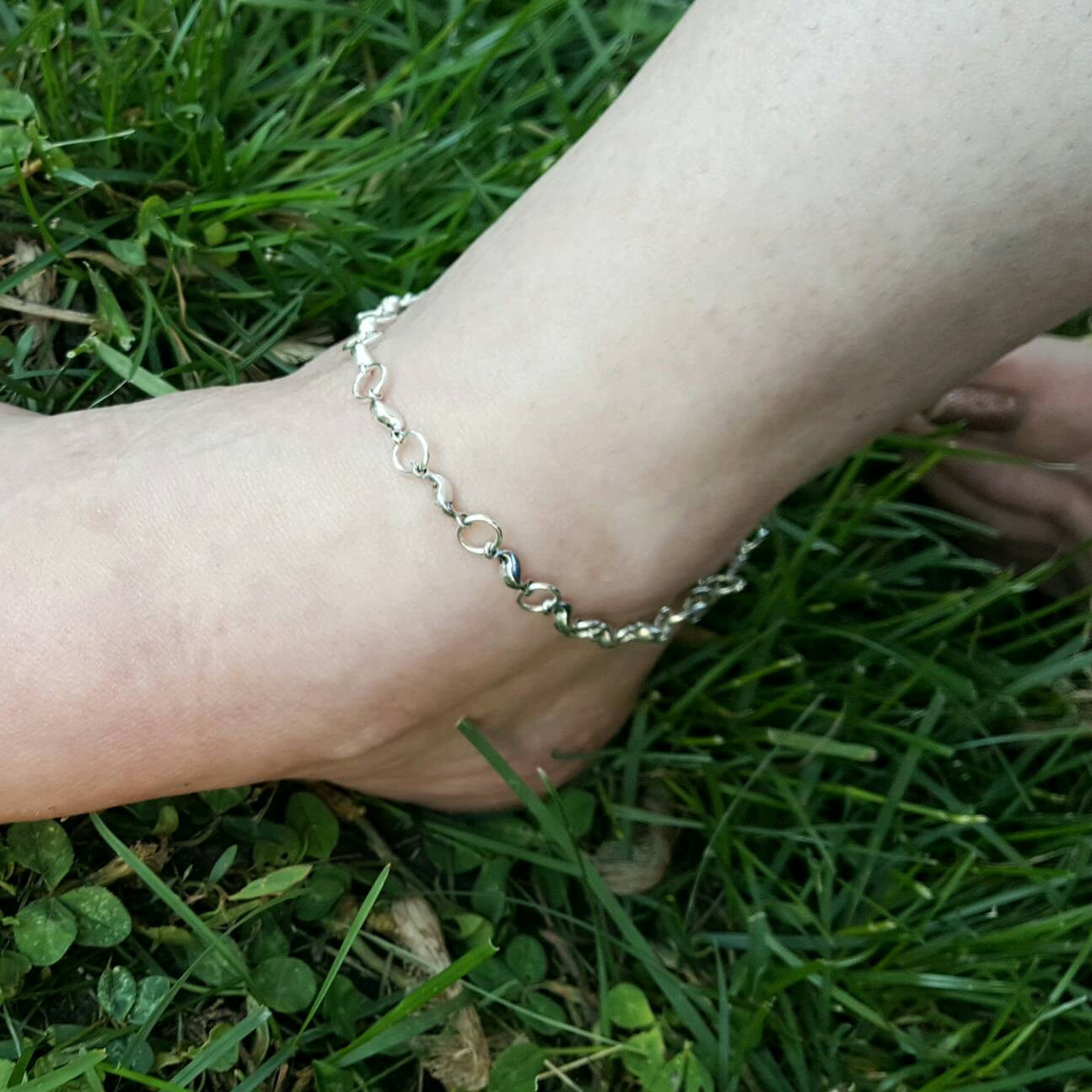 Silver Wave Anklet Summer Wedding Beach Jewelry - DRAVYNMOOR