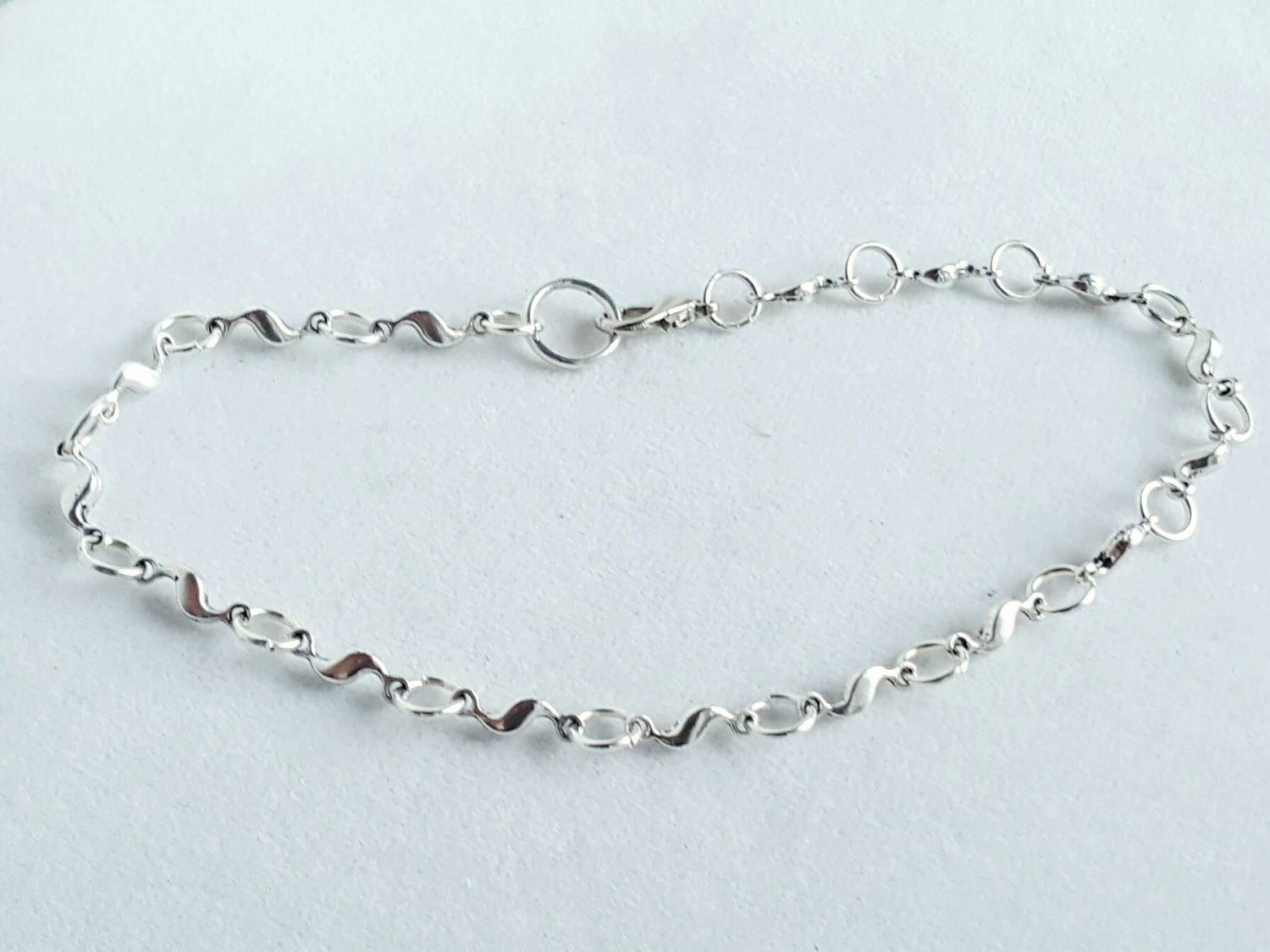 Silver Wave Anklet Summer Wedding Beach Jewelry - DRAVYNMOOR