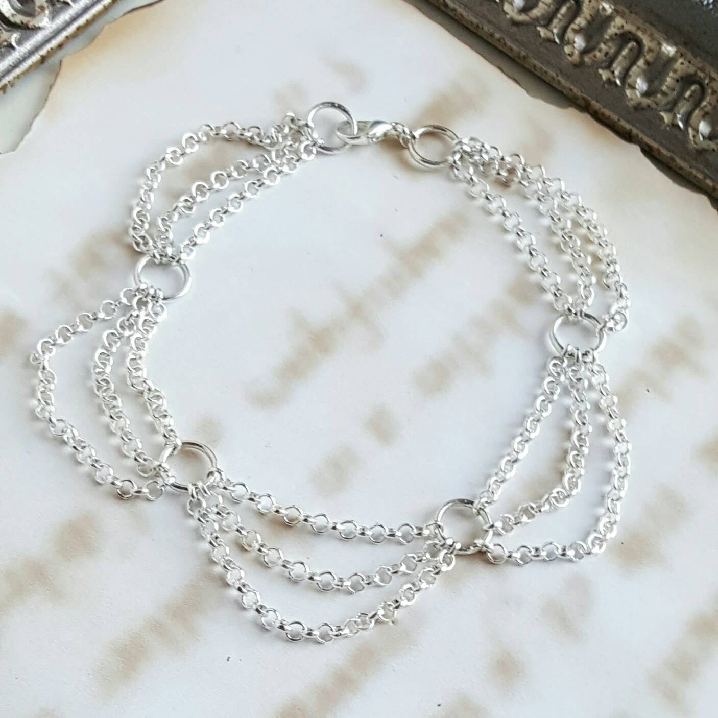 Draped Silver Anklet Summer Beach Festival Jewelry - DRAVYNMOOR