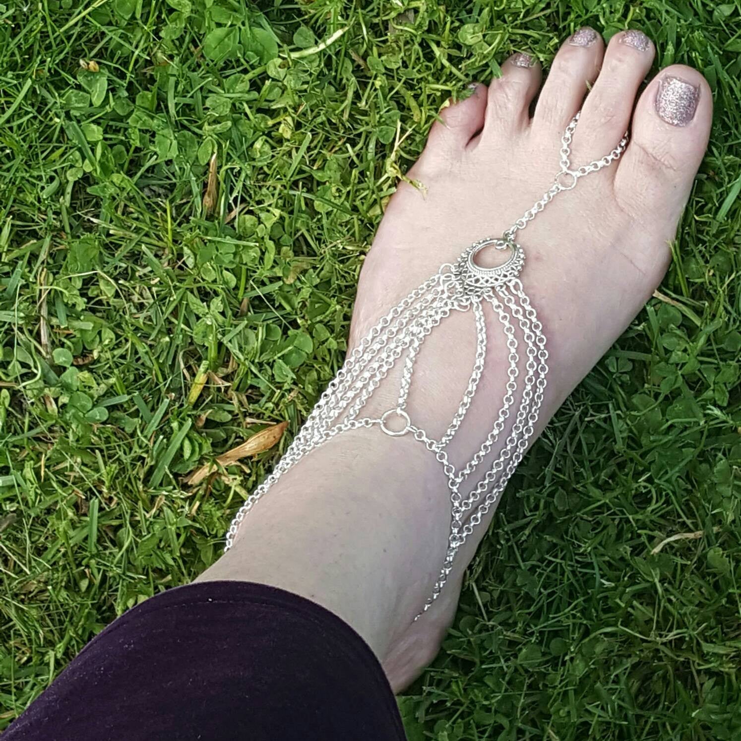 Barefoot Sandals Foot Slave Jewelry Slave Anklet Bohemian Jewelry - DRAVYNMOOR