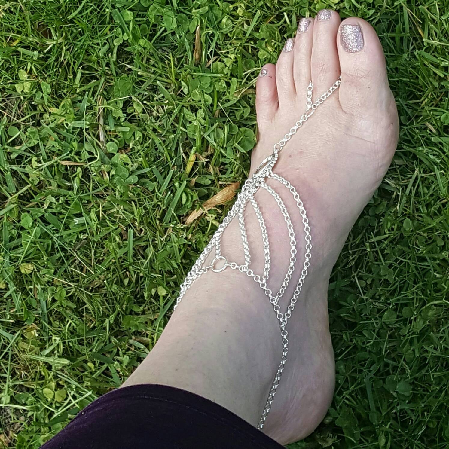 Barefoot Sandals Foot Slave Jewelry Slave Anklet Bohemian Jewelry - DRAVYNMOOR